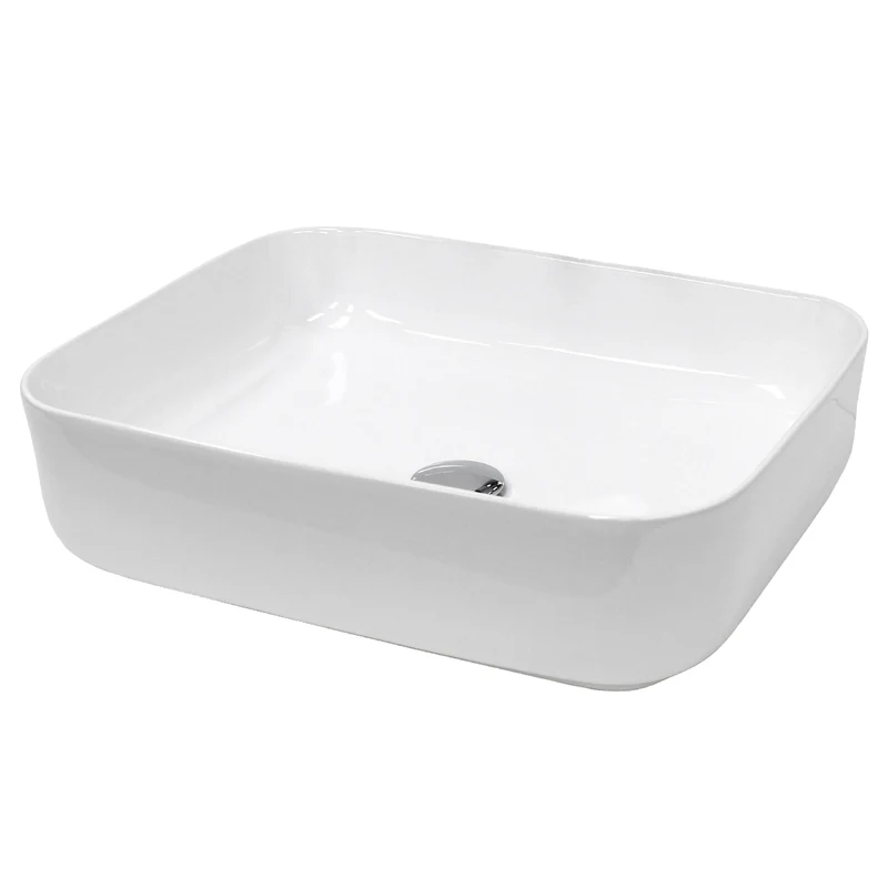 Waschbecken inkl. Ablaufgarnitur ohne Überlauf 50,5x39,5x13,5 cm Weiß aus Keramik LuxeBath