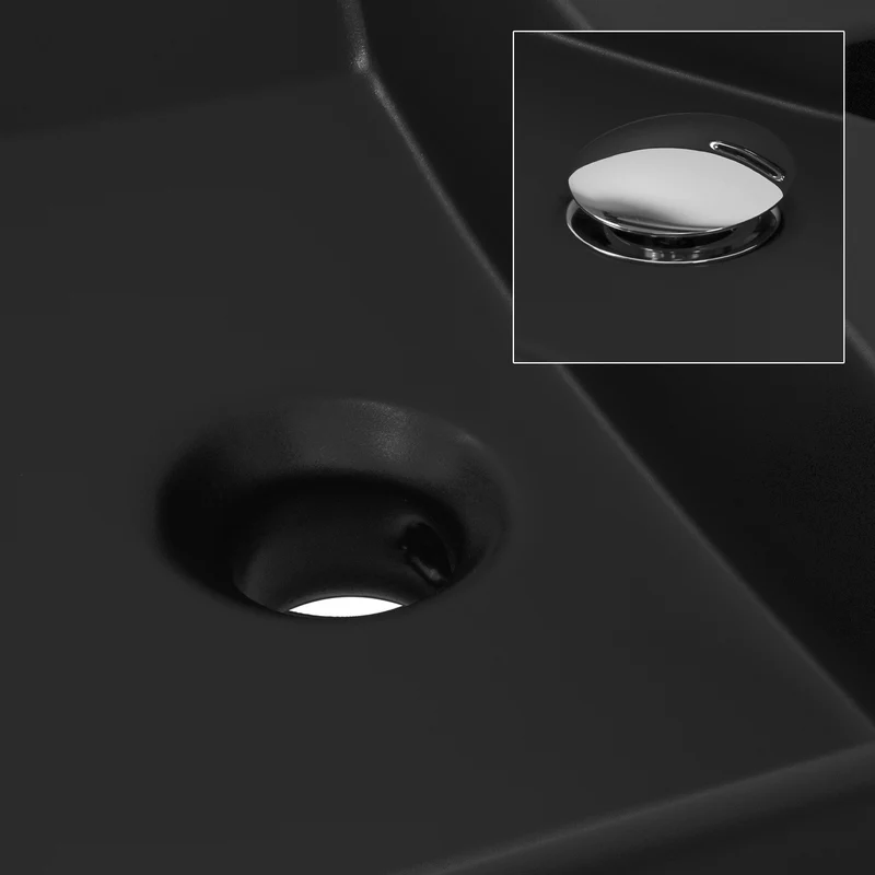 Waschbecken Rechteckig mit Überlauf 51,5x36x13 cm Schwarz aus Keramik LuxeBath