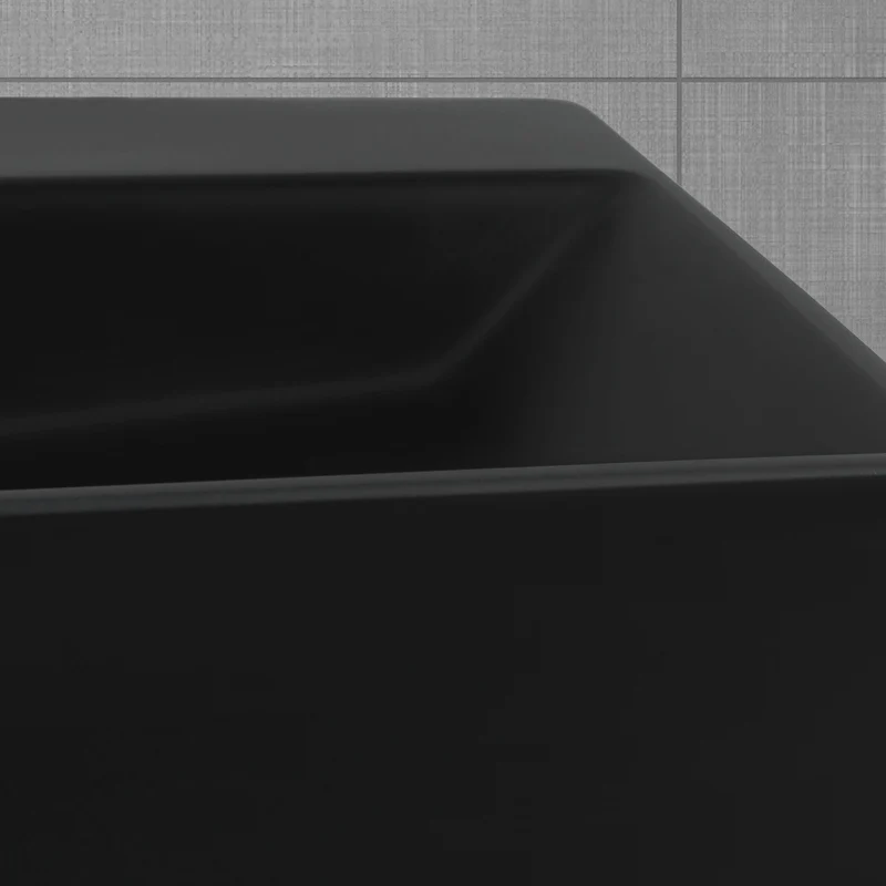 Waschbecken Rechteckig mit Überlauf 51,5x36x13 cm Schwarz aus Keramik LuxeBath