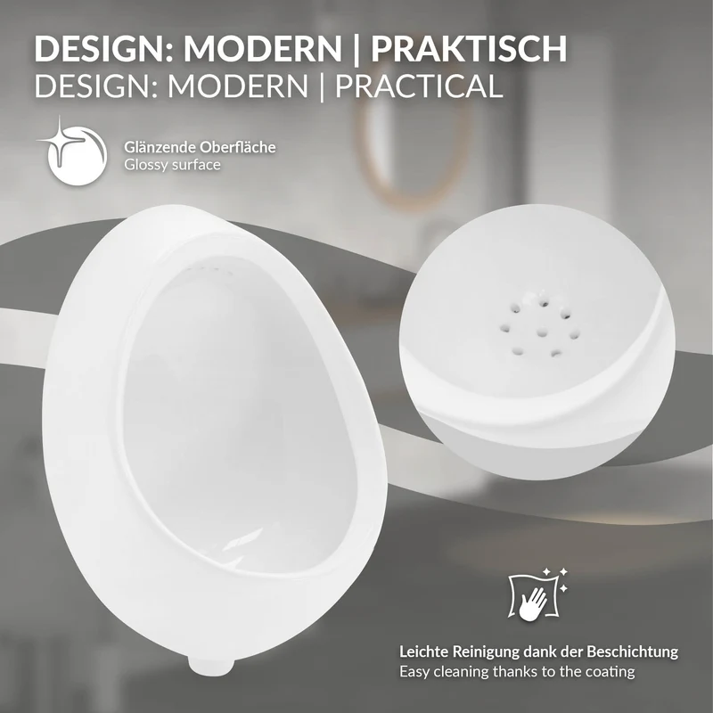 Urinal Pissoir aus Keramik mit Zulauf von Hinten Luxebath