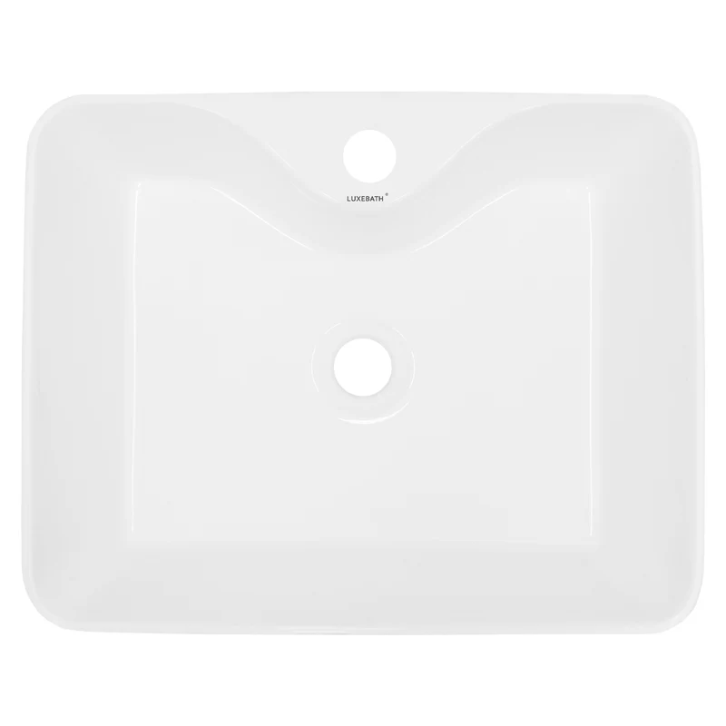Waschbecken Quadratisch ohne Überlauf 48x38x14 cm Weiß aus Keramik LuxeBath