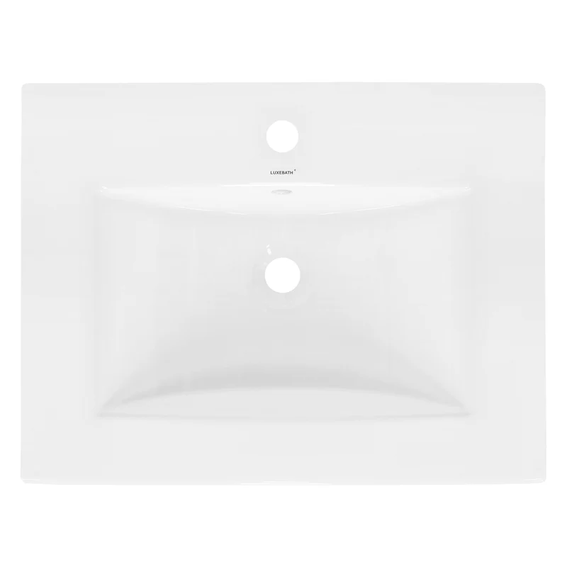Waschbecken Rechteckig mit Überlauf 610x465x175 mm Weiß aus Keramik LuxeBath
