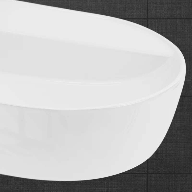 Waschbecken Oval ohne Überlauf 80x40x12 cm Weiß aus Keramik LuxeBath