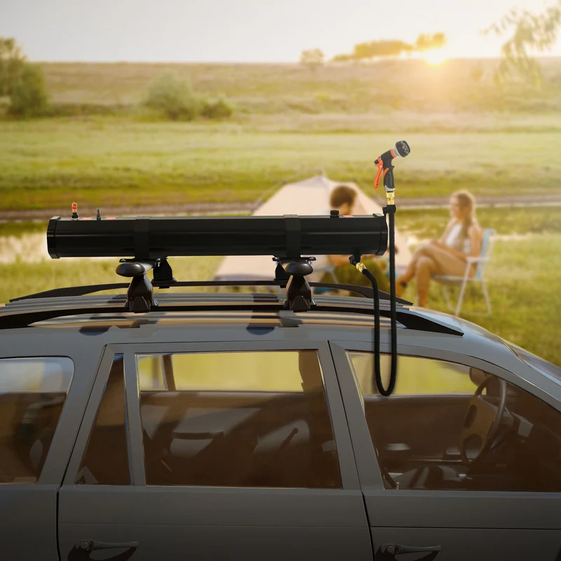 ML-Design | Camping-Solardusche fürs Autodach mit Drucksystem, Tragbare, Solarbeheizte Campingdusche für SUV & Offroad