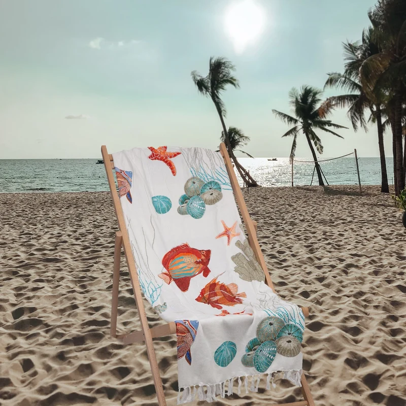 Telo Mare in Spugna di Cotone Fantasia Stampata - Caraibes