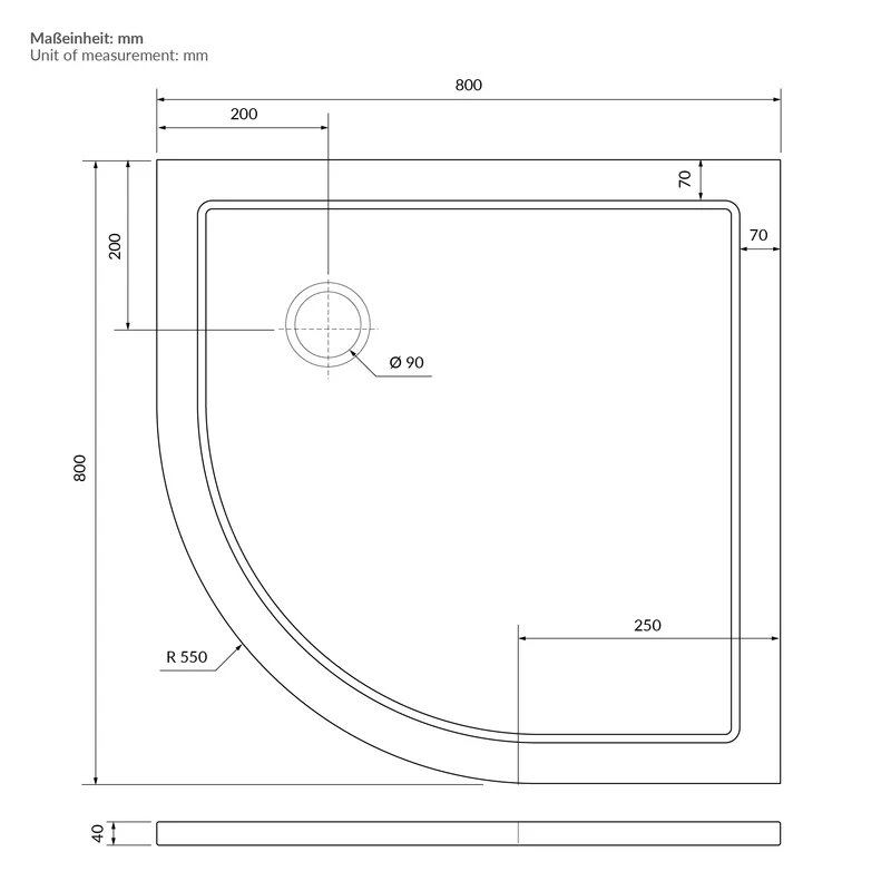 LuxeBath | Duschwanne mit Ablaufgarnitur 80x80 cm aus SMC Weiß Duschtasse Brausewanne rund Komplett Set mit Siphon für Duschkabine