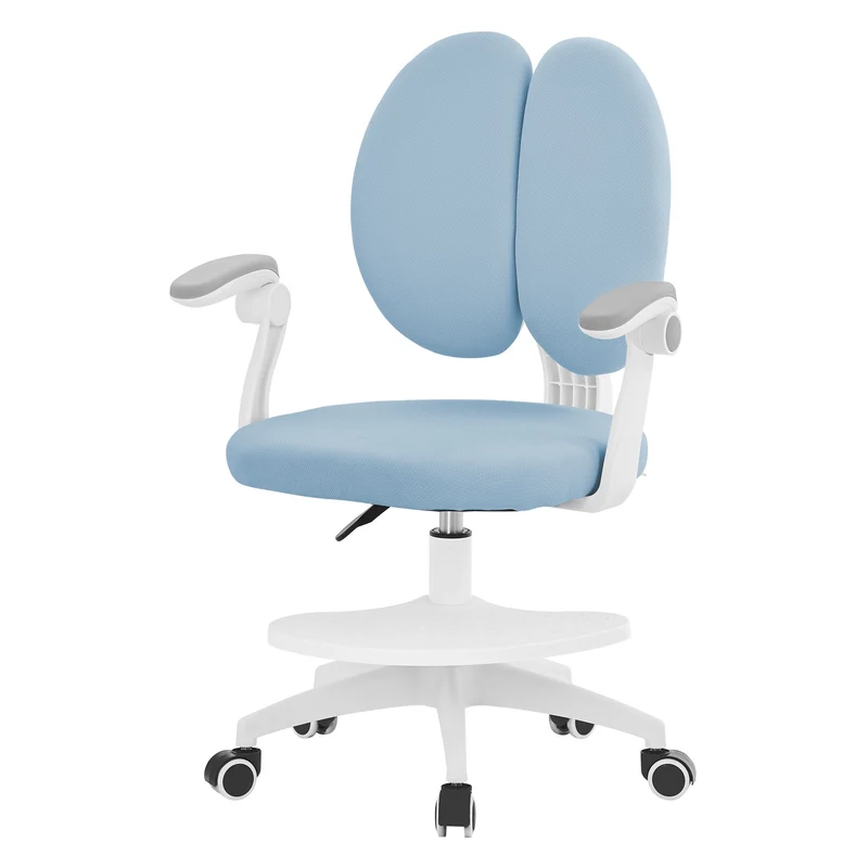 ML-Design | Kinderschreibtischstuhl ergonomisch 360° Drehbarer mit Rückenlehne & Armlehnen 95-107 cm Blau, Jungendstuhl, Kinderstuhl