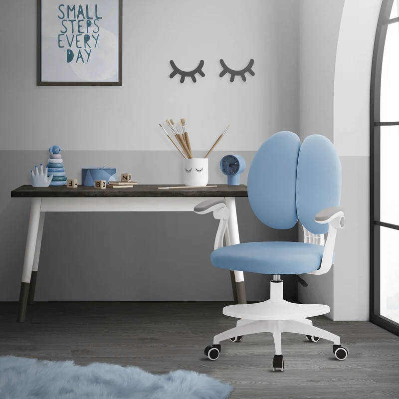 ML-Design | Kinderschreibtischstuhl ergonomisch 360° Drehbarer mit Rückenlehne & Armlehnen 95-107 cm Blau, Jungendstuhl, Kinderstuhl