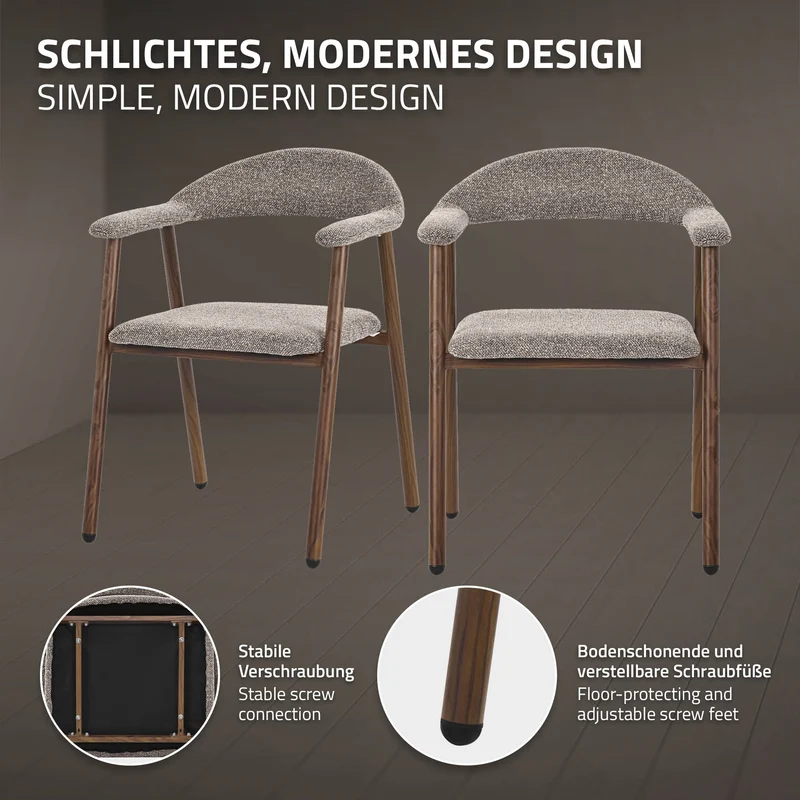 ML-Design | Esszimmerstühle Set mit Armlehne, Rückenlehne & Webstruktur, Wohnzimmerstühle Küchenstühle Polsterstühle