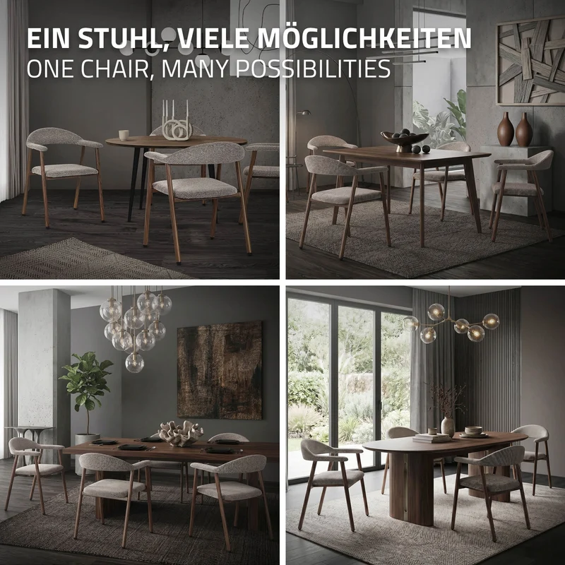 ML-Design | Esszimmerstühle Set mit Armlehne, Rückenlehne & Webstruktur, Wohnzimmerstühle Küchenstühle Polsterstühle