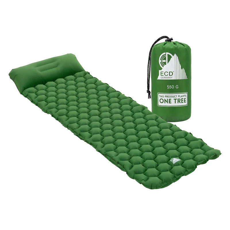 ECD Germany | Isomatte Camping, Campingmatte aufblasbar, Luftmatratze Outdoor mit integriertem Kopfkissen, Ultraleicht, Kompakt & Faltbar