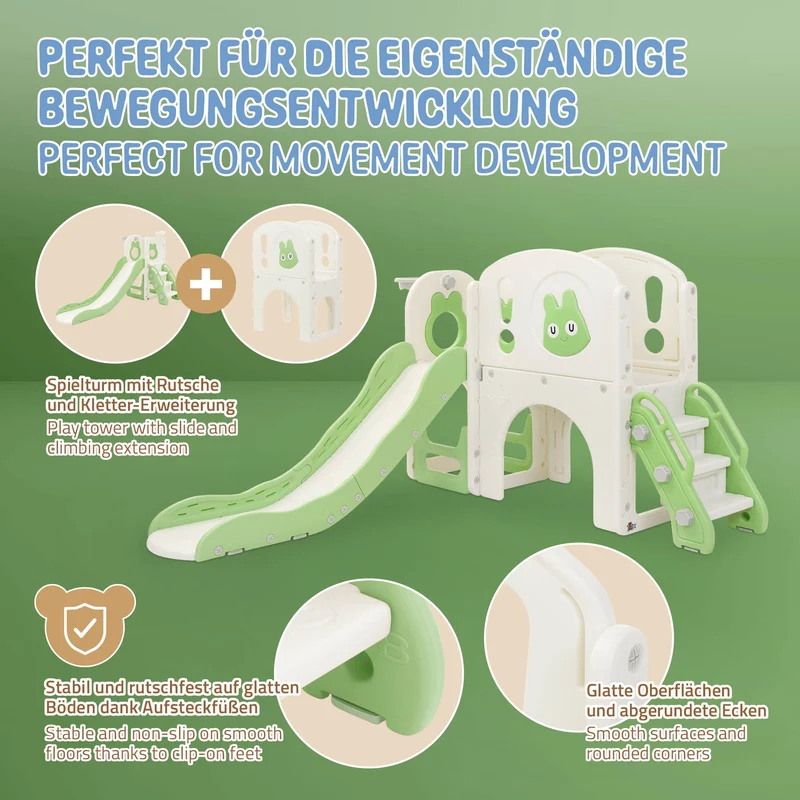 Joyz | Kinderrutsche mit Spielturm 5in1 mit Basketballkorb und Kletterwand Indoor/Outdoor für Kleinkinder ab 3 Jahren