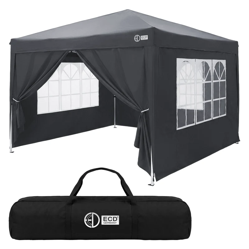 ECD Germany | Pavillon Pop Up Wasserabweisend mit Seitenwänden Polyester Oxford-Gewebe Faltpavillon Gartenpavillon Gartenzelt Partyzelt