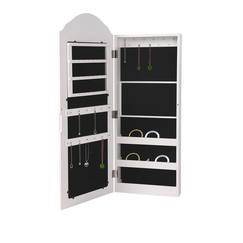Schmuckschrank mit Spiegel 95x35x9 cm Weiß ML-Design