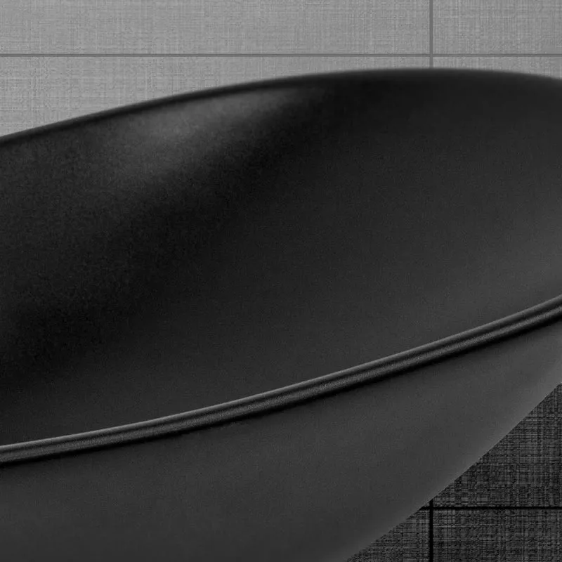 Waschbecken inkl. Ablaufgarnitur Schwarz ohne Überlauf 63x36x15,5 cm Schwarz aus Keramik LuxeBath