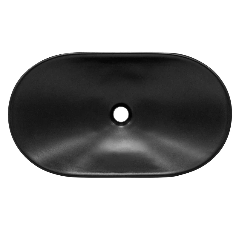 Waschbecken Oval ohne Überlauf 63x36x15,5 cm Schwarz aus Keramik LuxeBath