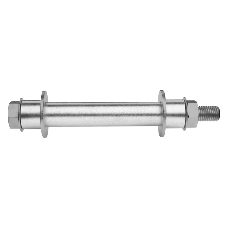 2er Set Schubkarrenrad 390 mm 4.80/4.00-8 mit Achse Linienprofil Schwarz aus PU Vollgummi