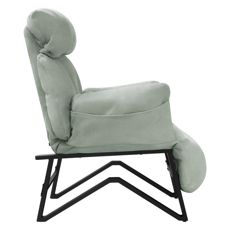 B-Ware Loungesessel mit Armlehnen Grau/Grün Relaxsessel mit Leinenbezug ML-Design