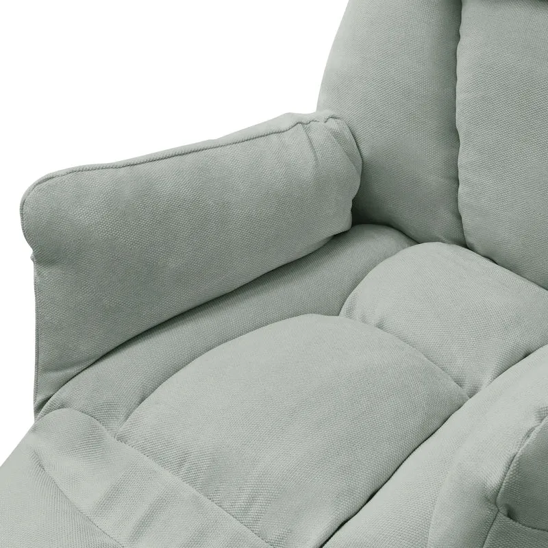 B-Ware Loungesessel mit Armlehnen Grau/Grün Relaxsessel mit Leinenbezug ML-Design