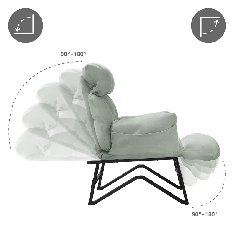 B-Ware Loungesessel mit Armlehnen Grau/Grün Relaxsessel mit Leinenbezug ML-Design
