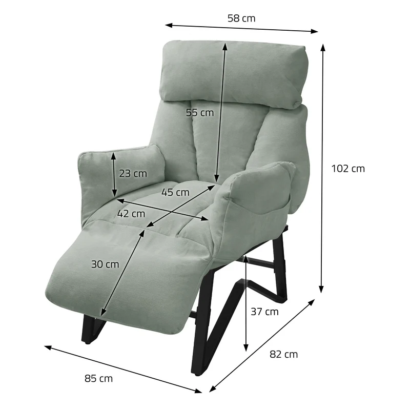 B-Ware Loungesessel mit Armlehnen Grau/Grün Relaxsessel mit Leinenbezug ML-Design