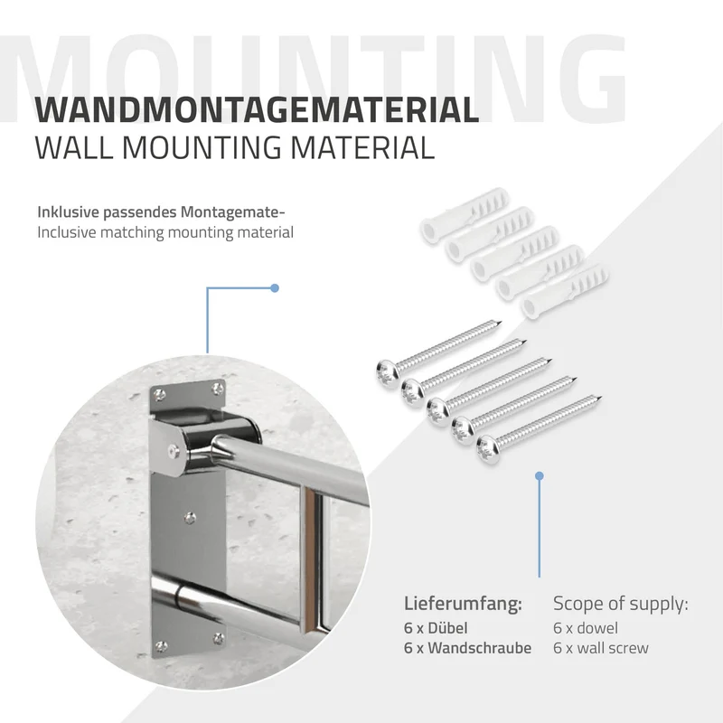 WC Haltegriff für Senioren & Behinderten aus Edelstahl 60 cm klappbar Aufstehhilfe Stützgriff bis 200 kg ML-Design