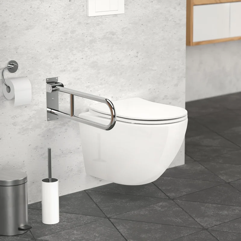 WC Haltegriff für Senioren & Behinderten aus Edelstahl 60 cm klappbar Aufstehhilfe Stützgriff bis 200 kg ML-Design