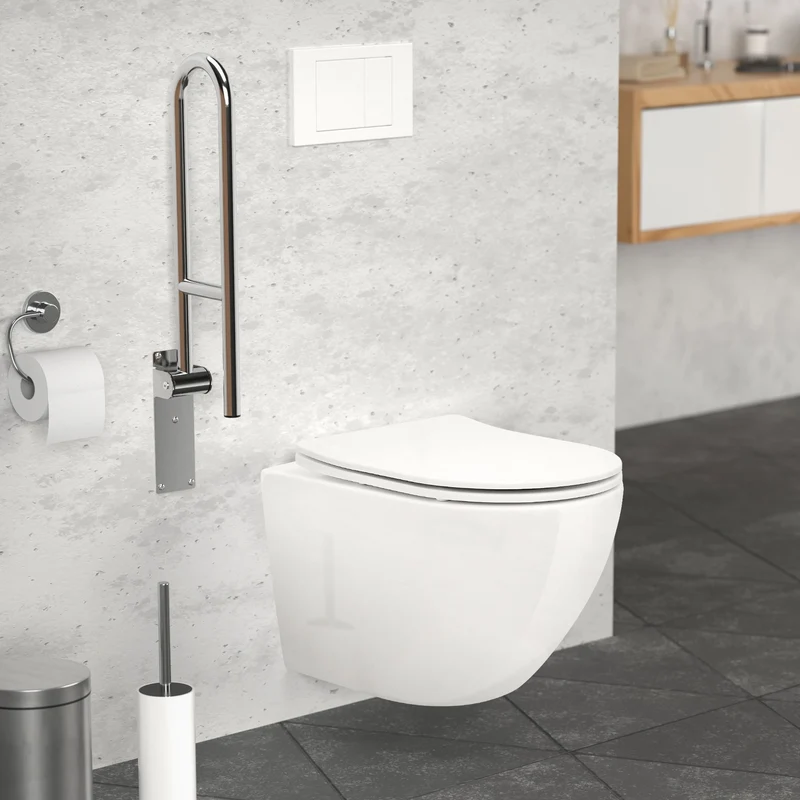 WC Haltegriff für Senioren & Behinderten aus Edelstahl 60 cm klappbar Aufstehhilfe Stützgriff bis 200 kg ML-Design